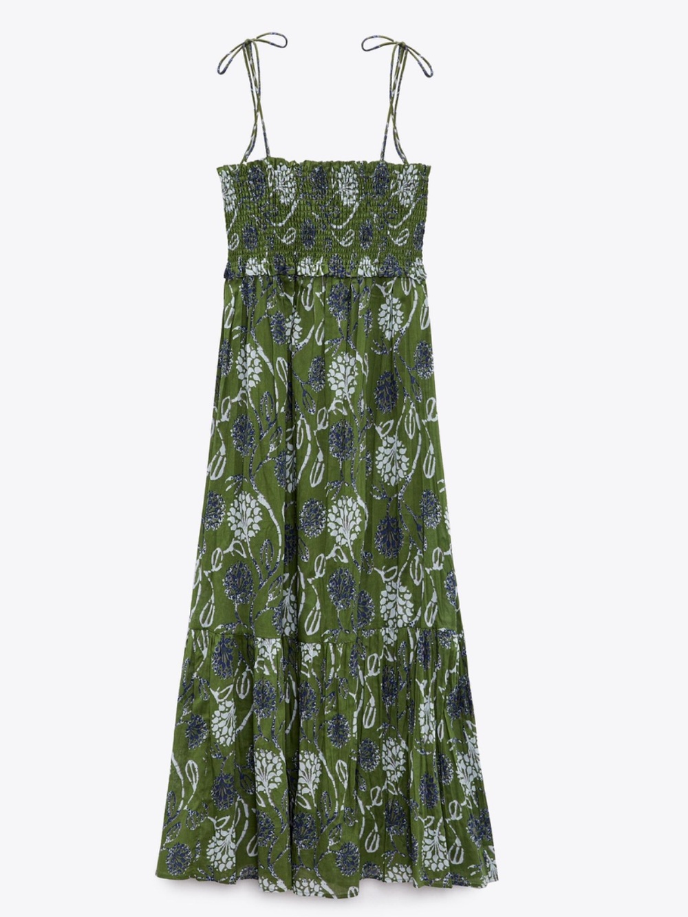 Zara Olive Floral Tie-Shoulder Maxi Dress - Picture 6 of 8